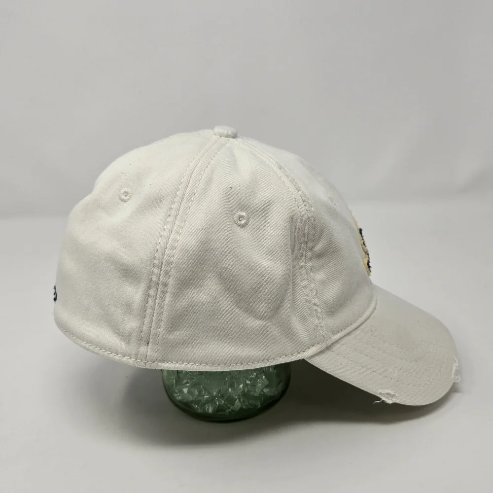 AEROPOSTALE WHITE COTTON BLEND DISTRESSED FITTED BASEBALL HAT CAP UNISEX SMALL/M